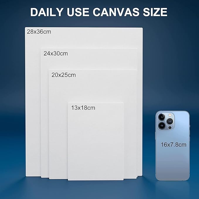 Artkey Canvas Panels 4x12 Inch 12-Pack, 10 oz Primed 100% Cotton White Blank Canvases for Painting, Long Flat Canvas Boards for Oil Acrylics Watercolor & Tempera Paints
