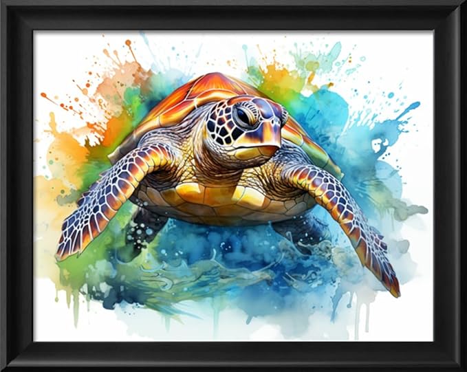 Leczany Cross Stitch Stamped Kit for Adults or Kids - Colored Turtle | DIY Embroidery Starter Patterns Craft Kit Needlepoint for Beginner | 11CT, 3 Strands | 16.5x13 inches