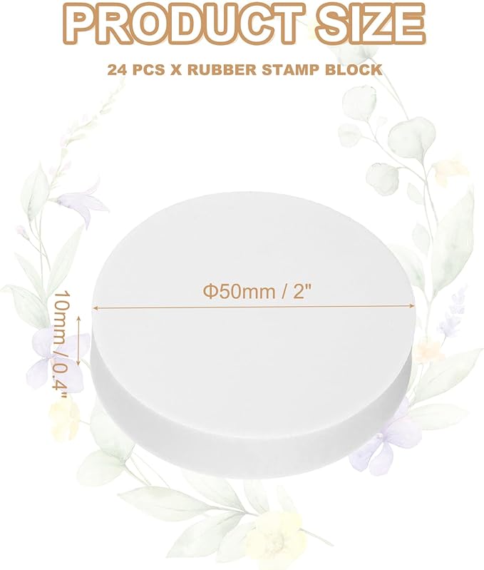 PATIKIL 24Pcs 2" Rubber Carving Blocks, Soft Linoleum Art Carving Block Round Crafts Stamp Making for Printmaking Stamps Carving Supplies, White