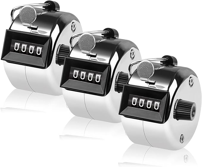 Tally Counter, 4-Digit Clicker Counter, Metal Hand Tally Counters Clicker Pitch Counter for Counting, Knitting, Coaching, Golf, Lap, Fishing