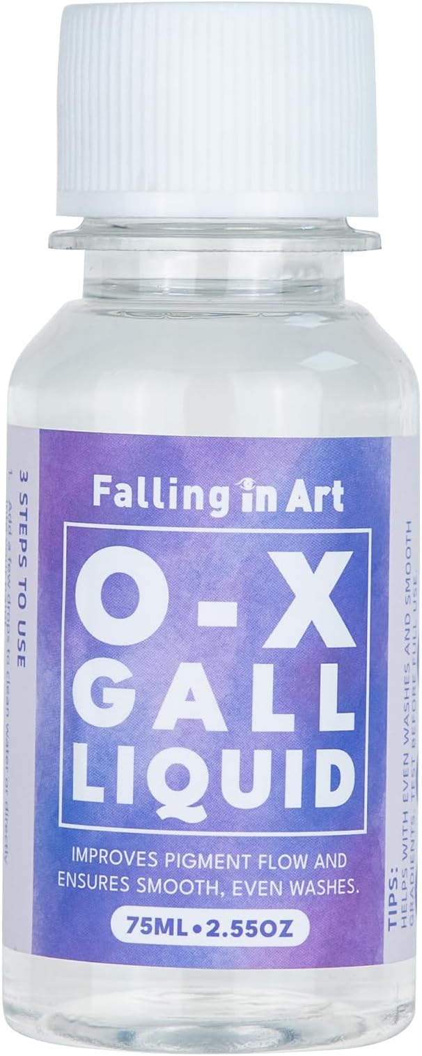 Falling in Art Ox Gall Liquid, Watercolor Medium, Ox Gall for Watercolor Painting, 2.5 Oz Bottle