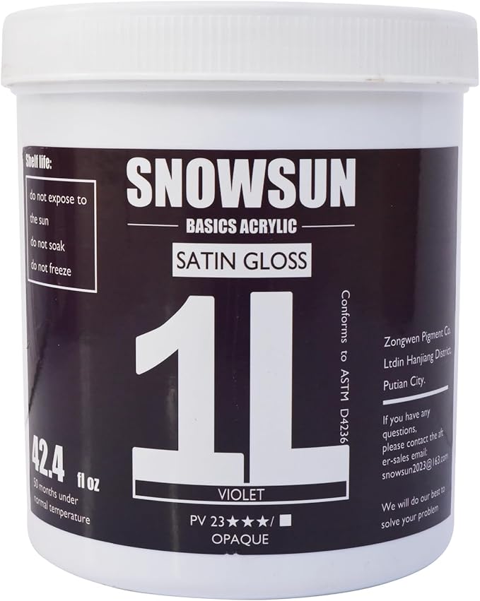 SNOWSUN Acrylic Paints, Large Bulk Heavy Body Acrylic Paint (42.4 oz, 1L) - Non Toxic Gloss Thick Art Paint for Multi-Surface, Canvas Wood Ceramic and Leather, Stone Craft, for Artists & Beginners, Violet