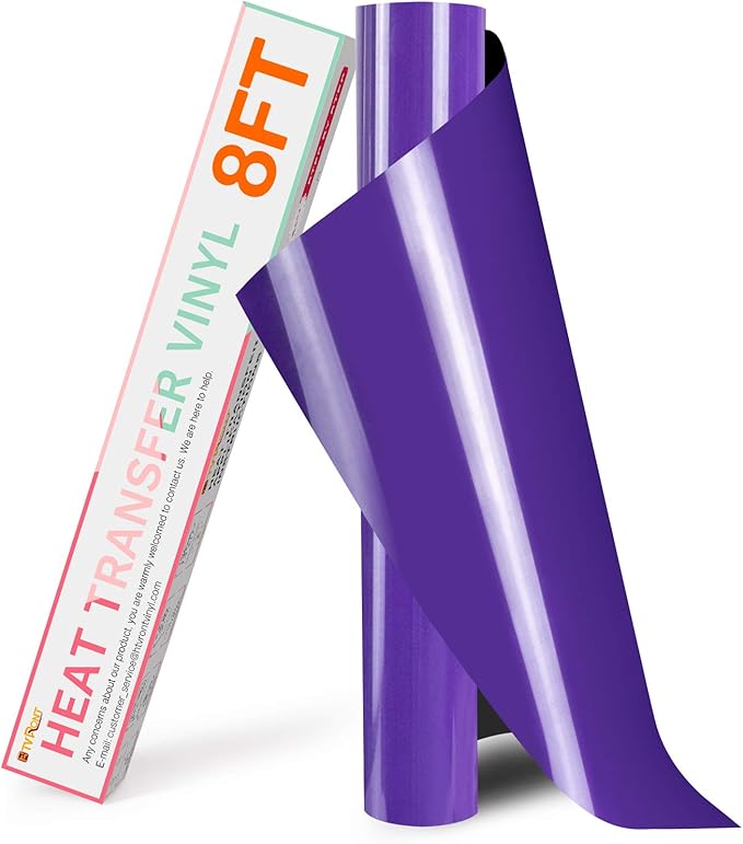 HTVRONT HTV Heat Transfer Vinyl - 12" x 8ft Purple HTV Vinyl for Shirts, Iron on Vinyl for All Cutting Machine - Easy to Cut & Weed for Craft Design (Purple)