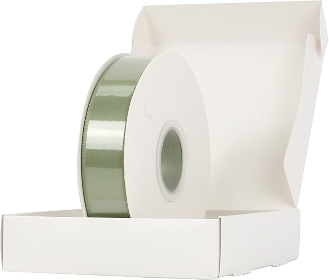 HUIHUANG Satin Ribbon 1 inch Sage Green Ribbon 50 Yards Double Face Silk Satin Ribbons for Crafts Spring Moss Ribbon for Gift Wrapping Bows Floral Bouquet Cake Wedding Invitation Card Party Decor