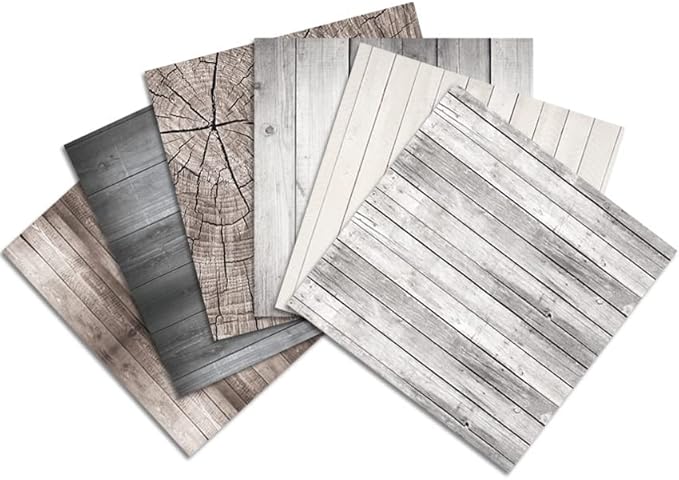 6x6 Inch Scrapbook Paper Pad, Single Sided 12 Unique Vintage Wood Designs for DIY Craft Projects, Card Making and Album Decoration-24 Sheets