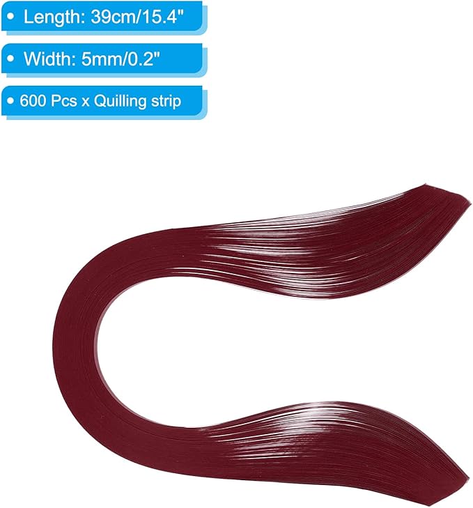 PATIKIL Quilling Strips Paper 600pcs 5mm 39cm Origami Paper Quilling Kits for Art DIY Hand Craft Christmas, Burgundy Red