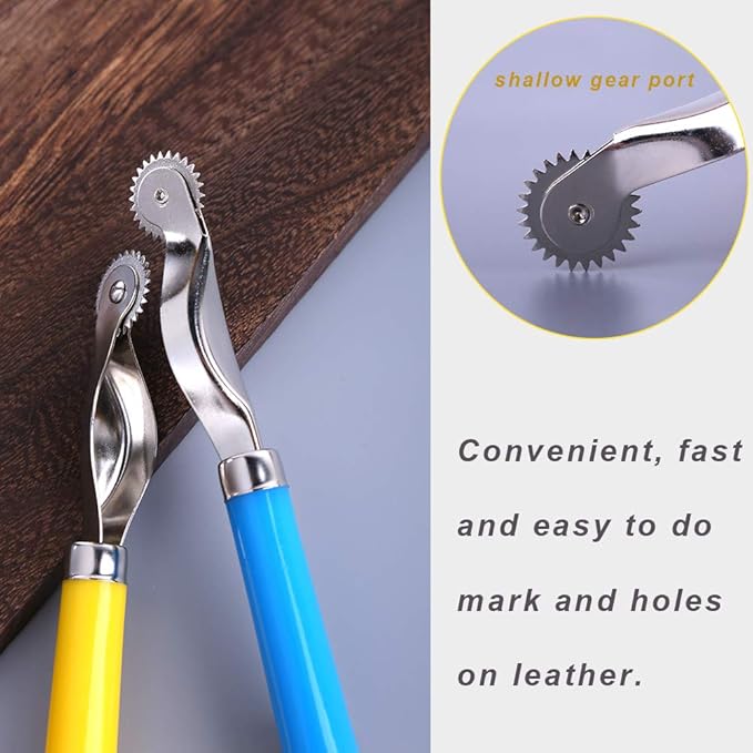 LUNARM 2 Pcs Tracing Wheel Sewing Tool, Plastic Handle Needle Point Tracing Wheel, Random Color Tracing Wheel Sewing Tool, Professional Stitch Marking Spacer for Arts and Leather Crafts