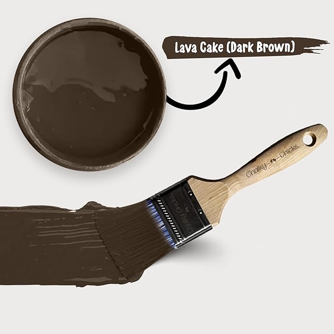 Chalky Chicks 8 Fl Oz Matte Lava Cake (Dark Brown) Chalk Paint for Furniture Without Sanding - No Prep Furniture Paint No Sanding All in One for Crafts, Wood,Walls, Cabinet, Metal, Dresser, Farmhouse