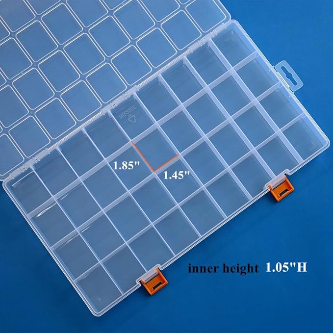 BangQiao 3 Pack 36 Grids Clear Plastic Storage Box with Dividers, Transparent Organizer Container Case for Small Parts, Bead, Button, Jewelry, Diamond, Craft Supplies,Sewing Kit, DIY Accessories