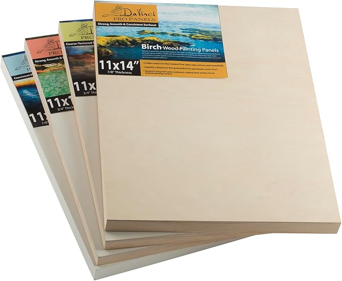 Da Vinci Pro Ultra Smooth Wood Canvas Gesso Board - 3/4" Deep, 9x12 Single White Acrylic Polymer Gesso Panels for Painting Fine Portraits and Ultra Fine Detail Illustrations and Artwork