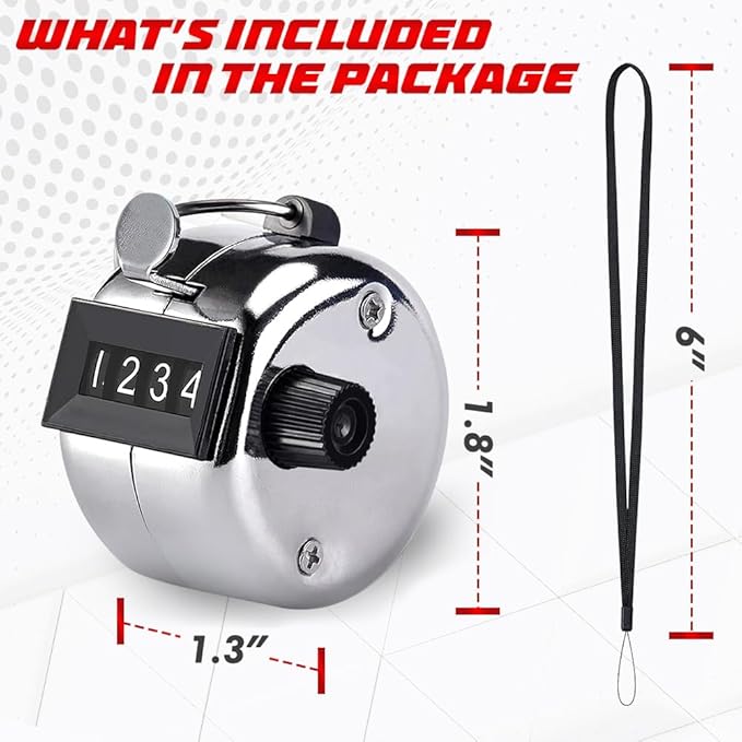 2pcs Tally Counters, 4 Digit Number Resettable Clicker Counter with Nylon Lanyard, Lap Number Counting Clicker for Coaching Knitting Golf Baseball Event, Manual Pitch Counter Clicker with Finger Ring