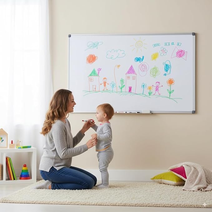 36 x 24 inch Magnetic Dry Erase Board, DexBoard Mall-Mounted Aluminum Frame White Board with Pen Tray, Dry Erase Marker Whiteboard for Office, School and Home Usage