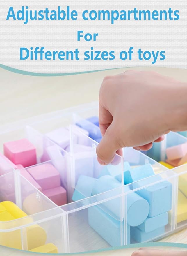 Sooyee 6-Tier Stackable Craft Organizers and Storage Box with 60 Compartments,Plastic for Toys,Dolls, Arts and Craft, Fuse Beads, Washi Tape, Rock Collection, Ribbons,Clear