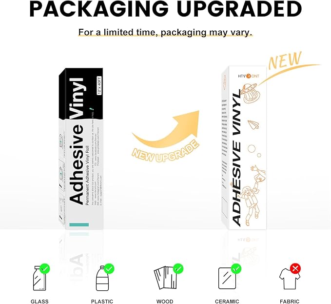 HTVRONT White Permanent Vinyl, 12" x 40 FT White Adhesive Vinyl Roll Compatible with Cricut Cutting Machine, Silhouette, Cameo Cutters, Signs, Scrapbooking, Craft, Die Cutters (Glossy White)