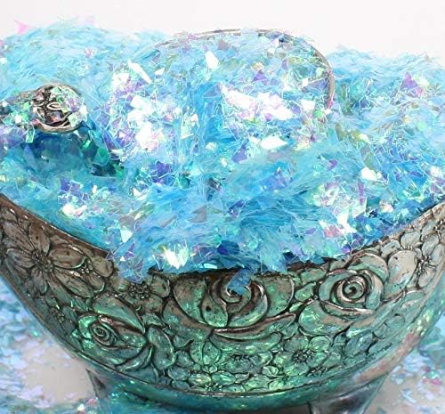 Light Blue Iridescent Ice Glitter Flakes for Nail Art - Lightweight Holographic Polyester - 311-4351 - 1/2 oz (14 grams)