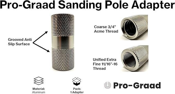 Sanding Pole Adapter, Connect Wood Handles, Telescopic, Multi Purpose Paint Extension to Drywall Standard Sander Head