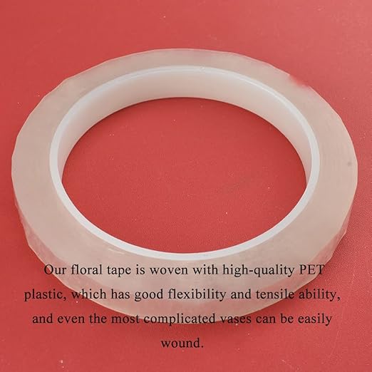 HAHIYO Clear 0.5Inch Wide (217Feet/72Yard Total) 1Rolls Floral Tape Waterproof Florist Tape Flower Wrap Adhesive Waterproof Decorative Tape for Bouquet Stem Wrapping Flower Arranging and Floral Craft
