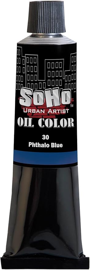 Soho Urban Artist Oil Paint - Phthalo Blue, 170 ml Tube - Best Valued Oil Colors for Painting, Excellent Pigment Load