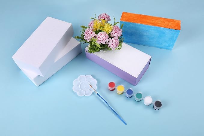 AMZQNART 4 Pack Craft Foam Blocks, 8x4x2 Square Polystyrene Foam Bricks for Art Sculpting, Flower Arrangements, Sculpture, Modeling, School and Home DIY.