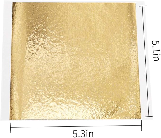 KINNO Gold Foil Leaf Sheets - Imitation Metal Leaf Papers 5.1" by 5.3" Multipurpose for Arts, Slime, Handcrafts, Gilding, Nail Arts, Decorations (200 Sheets, Loose)