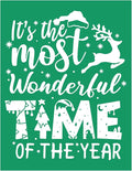 Wonderful Time Christmas Stencils Self Adhesive Silk Screen Stencil Reusable Silk Screen Transfer Winter Xmas Screen Print Stencil for Craft on Wood, Fabric, Wall, Windows, DIY Home Christmas Decor