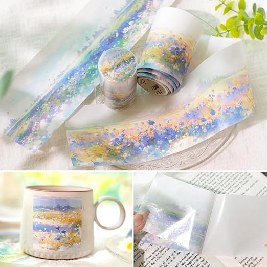 6Rolls Colorful Natural Scenery Washi Tape Set Scrapbook Supplies Spring Floral Washi Tape Stickers Decorative Tape Vintage Flower Cute Washi tape Bulk Washi Stickers Junk Journal Journaling Supplies