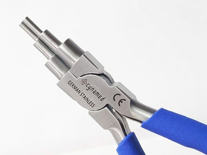 Cynamed German Stainless- 6 in 1 Bail Making Pliers Wire Looping Forming Pliers with Non-Slip Comfort Grip Handle for 2mm to 9mm Loops and Jump Rings-Heavy Duty