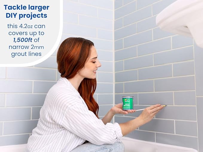 Grout Pen Cream Grout Paint: Waterproof Tile Paint Grout Refresh Restorer for Floor, Kitchen & Bathroom Shower Tiles - Cream - Can Size for Larger Projects - 125ml (4.2oz)