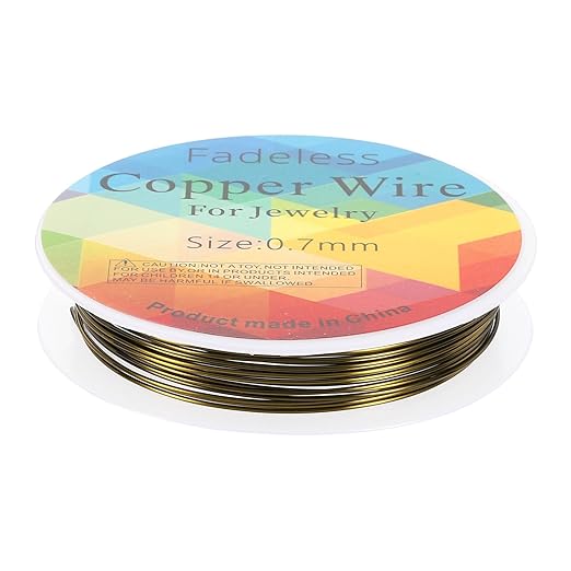 HARFINGTON 10ft Jewelry Wire, 22 Gauge (0.7mm) Brass Craft Soft Metal Tarnish Resistant Copper Beading Wire for Jewelry Making Supplies Crafting, Ancient Blue