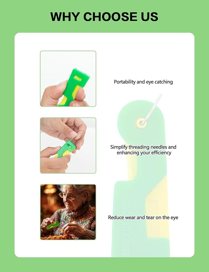 Automatic Needle Threader,2025 Needle Threaders for Hand Sewing,Plastic Sewing Machine Needle Threade for Embroidery Cross Stitch Craft,Automatic Needle Threaders for Hand Sewing(Random Color) (8)