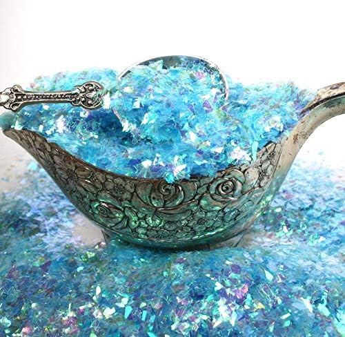 Light Blue Iridescent Ice Glitter Flakes for Nail Art - Lightweight Holographic Polyester - 311-4351 - 1/2 oz (14 grams)