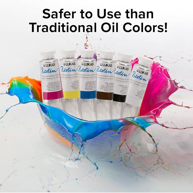 Lukas Water Mixable Oil Paint - Eco-Friendly, 37ml Blues Set of 6, Solvent-Free Artist Oil Paint with Lightfast Pigments and Beeswax for Smooth Consistency, Water Soluble, Quick-Drying