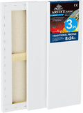 PHOENIX 8x24 Inch 3 Pack Artist Canvas - Long Skinny Stretched Canvases for Painting - 3/4 Inch Profile, 100% Cotton 11 Oz. Gesso Primed White Blank Professional Canvas Oil & Acrylic Paints