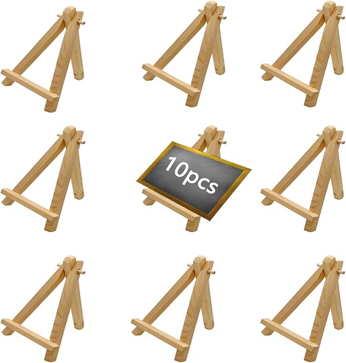 7.5 Inch Mini Wood Display Easel, 10 Pcs Tabletop Easels for Displaying Photos, Picthres