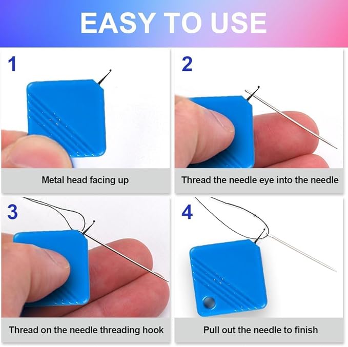 Automatic Needle Threaders for Hand Sewing, 2025 Upgrade Embroidery Floss, Sewing Machine Needle Threader, Sewing Supplies Tool, Fits All Needle Sizes (5, Red)