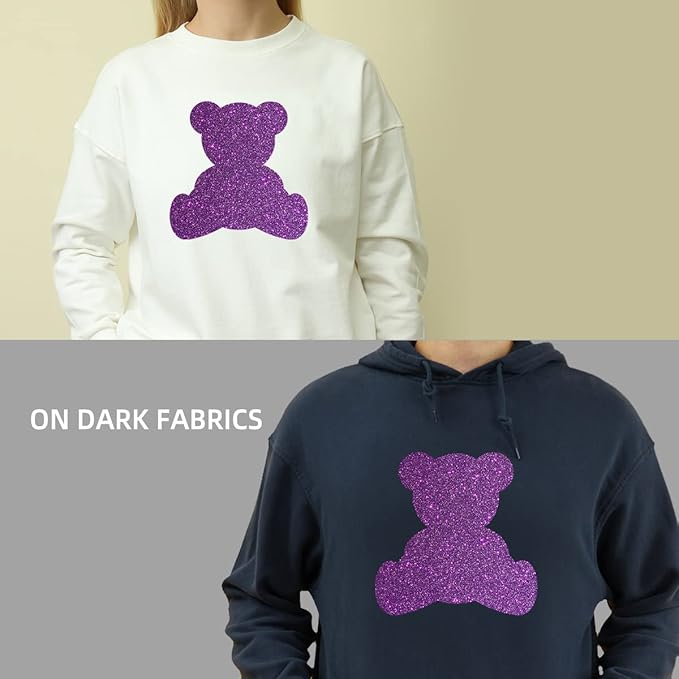 Purple Glitter HTV Heat Transfer Vinyl Bundle 8 sheets-12 x12 Iron on Vinyl for T Shirts Hats Clothing Compatible with Cricut Cameo Heat Press Machine