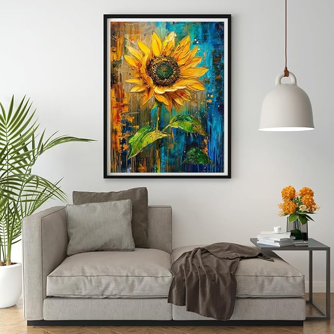 Moohue 14ct Counted Stamped Cross Stitch Kits for Adults Sunflowers Printed Cross Stitch Patterns Art Crafts Cross Stitch Supplies (Flowers 4)