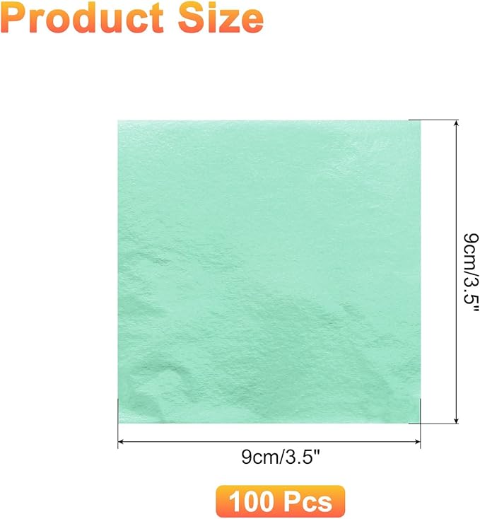 uxcell 100pcs Leaf Sheets, 3.5" x 3.5" Foil Sheets Paper Sheets for DIY Crafts Painting Nails Resin Furniture Decoration(Light Cyan)