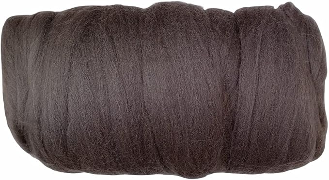 Colored Natural Wool roving, 1 lb. Best Wool for Needle Felting, Wet Felting, handcrafts and Spinning. (Graphite, 1 lb)