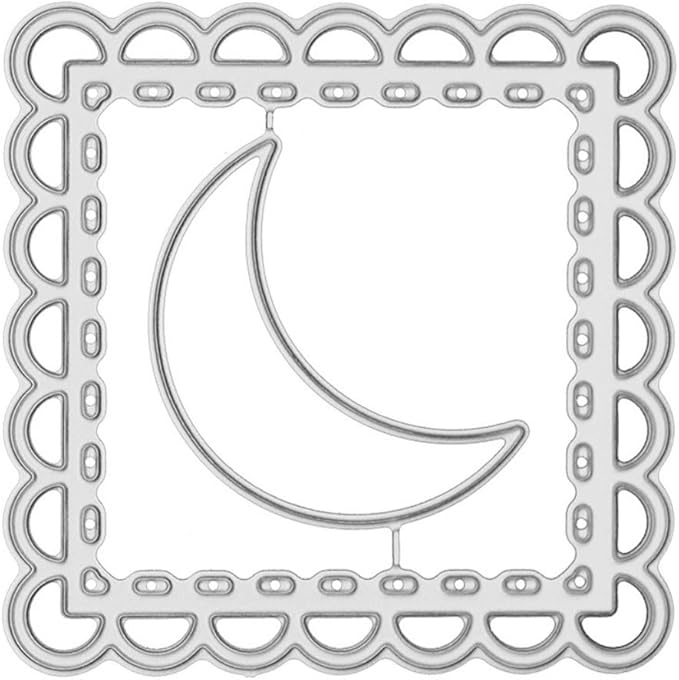 Cutting Dies Metal Stencils Scrapbooking Tools DIY Embossing Template for Paper Card Making Album Arts Crafts Supplies (Moon Frame-6.9x6.9cm)