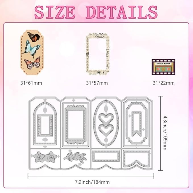 Lapoo Geometric Cutting Dies for Scrapbooking - Durable, Cut Stencils for DIY Scrapbook Photo Album Decorative Paper Card, Card Making Supplies (Folding Card 7.2 x 4.3 in)