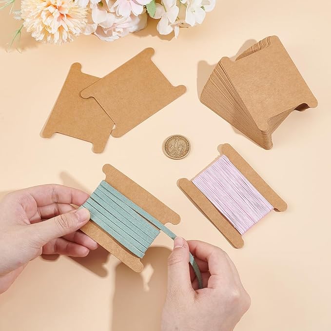 PH PandaHall 50pcs Ribbon Storage Ribbon Spools Organizer Embroidery Floss Bibbon for Thread Holder Empty Cardboard Yarn Bobbin for Cotton Thread Cross Stitch Craft DIY Sewing 3.5x2.5 Inch