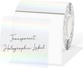 3 Inch Square Transparent Thermal Label Stickers, Holographic Clear Self-Adhesive Direct Thermal Labels, Perforation Line Design& Waterproof- 200 Sheets