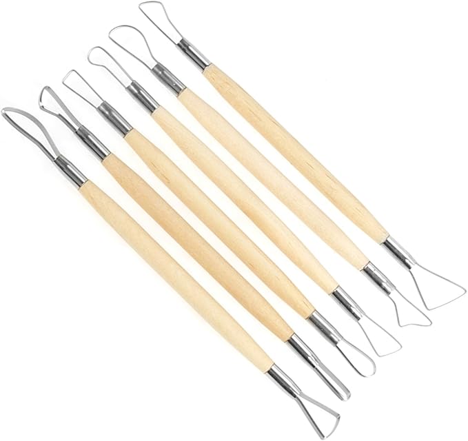 6Pcs Clay Sculpting Tools, Small Double Ended Wax Carving Clay Sculpting Loops Rakes Pottery Tools for Embossing, Carving Tools and Supplies