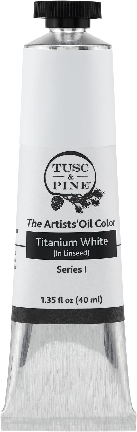 Tusc & Pine Artist Oil Paint - Titanium White (In Linseed), 40ml, Non-Yellowing, Rich & Creamy Consistency, Maximum Pigment Load, Small Batch Milled Oil Paints Made in the USA for Professional Artists