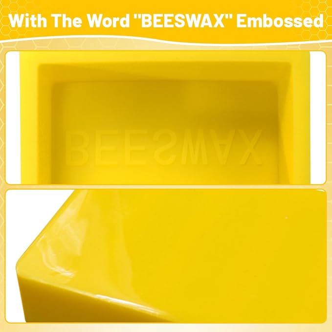 Silicone Beeswax Mold with Makes 2 x 1 lb Blocks, Reusable Silicone Molds with The Word Beeswax Embossed, Reusable Beeswax Bar Mold for DIY Soap, Candle, Wax Block Crafting, Reusable, Easy Release