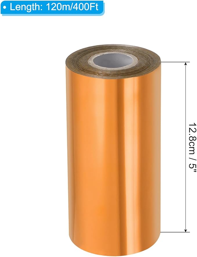 PATIKIL 5"x400Ft Hot Stamping Foil Paper, Heat Transfer Hot Stamping Paper Foil Roll for Leather DIY Logo Decor Craft Gift Package Scrapbook Card, Light Bronze