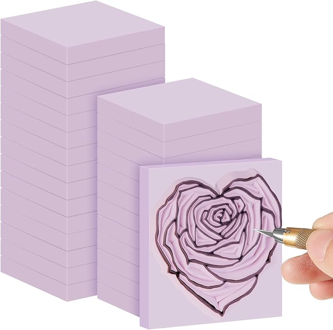 Frienda 24 Pcs 2" x 2" Rubber Carving Blocks Linoleum Blocks for Printmaking, Stamp Making, DIY Crafting, Scrapbook, Painting, Soft and Easy to Carve (Light Purple)