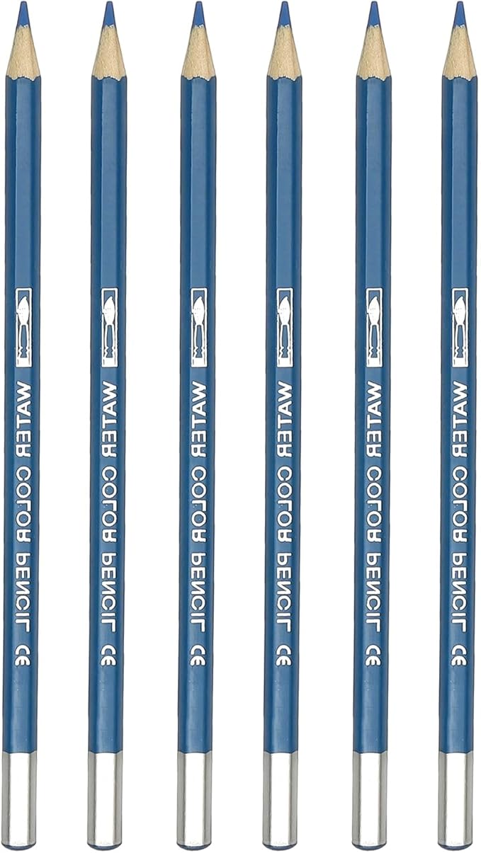 PATIKIL Watercolor Pencil, 6Pcs Water Soluble Pencils for Blending, Coloring, Sketch Drawing, Painting, Blue