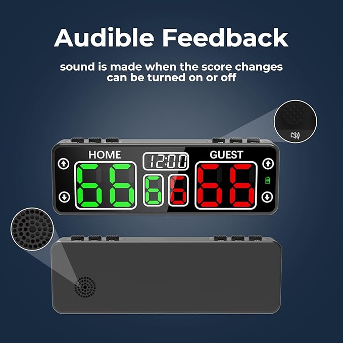 Mini Digital Scoreboard - Portable Tabletop Scoreboard for Games, Wireless Battery Powered Electronic Scoreboard with Buzzer, Score Keeper for Ping Pong/Cornhole/Basketball/Volleyball